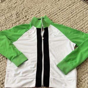 Nike Green and White Track Jacket kids XL (16-18) or women’s small